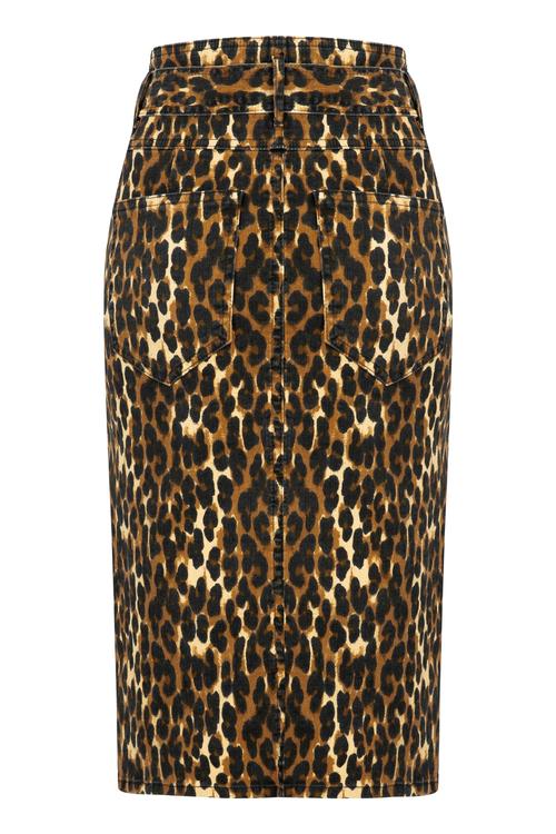  LEOPAR DESENLİ YIRTMAÇLI KALEM ETEK