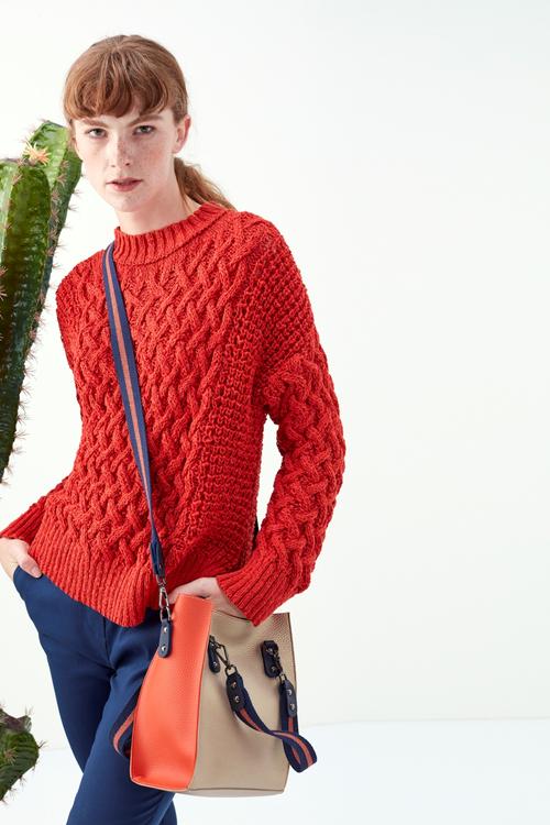  ÖRGÜ DESENLİ BİSİKLET YAKA TRİKO KAZAK