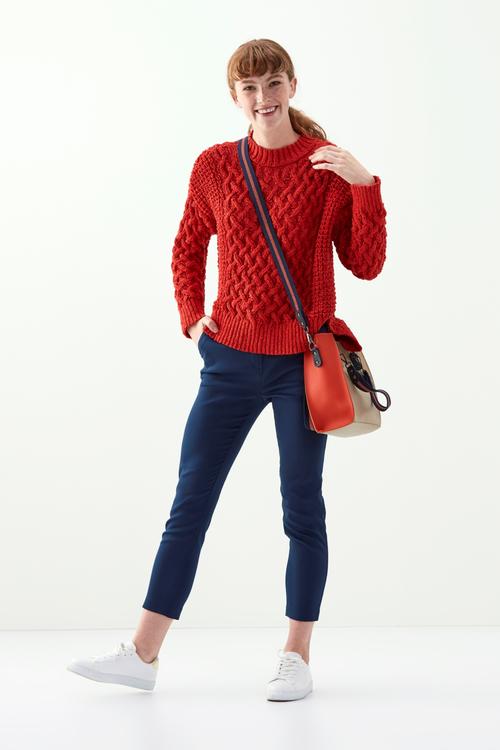  ÖRGÜ DESENLİ BİSİKLET YAKA TRİKO KAZAK