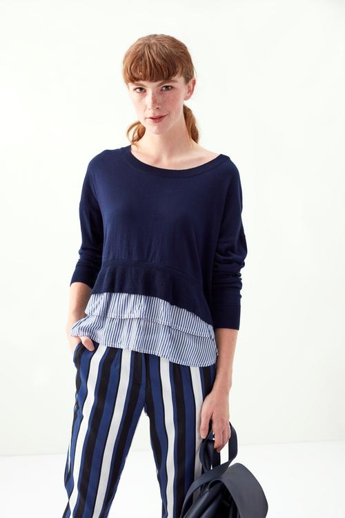  GÖMLEK DETAYLI BİSİKLET YAKA PAMUKLU KAZAK