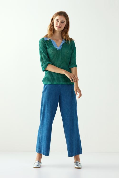  GÖMLEK YAKALI SİMLİ 3/4 KOL KAZAK