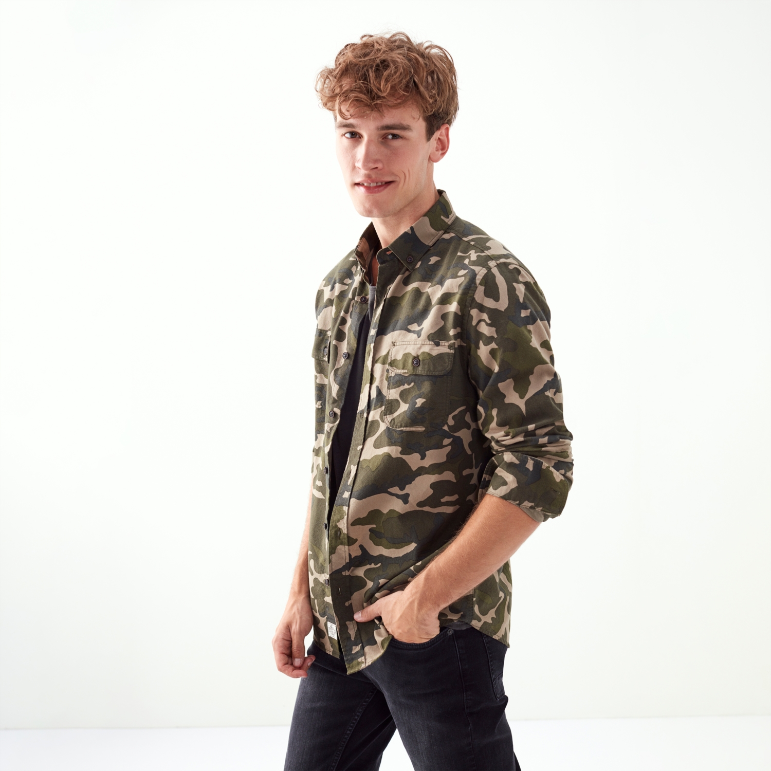 KAMUFLAJ DESENLİ REGULAR CASUAL GÖMLEK