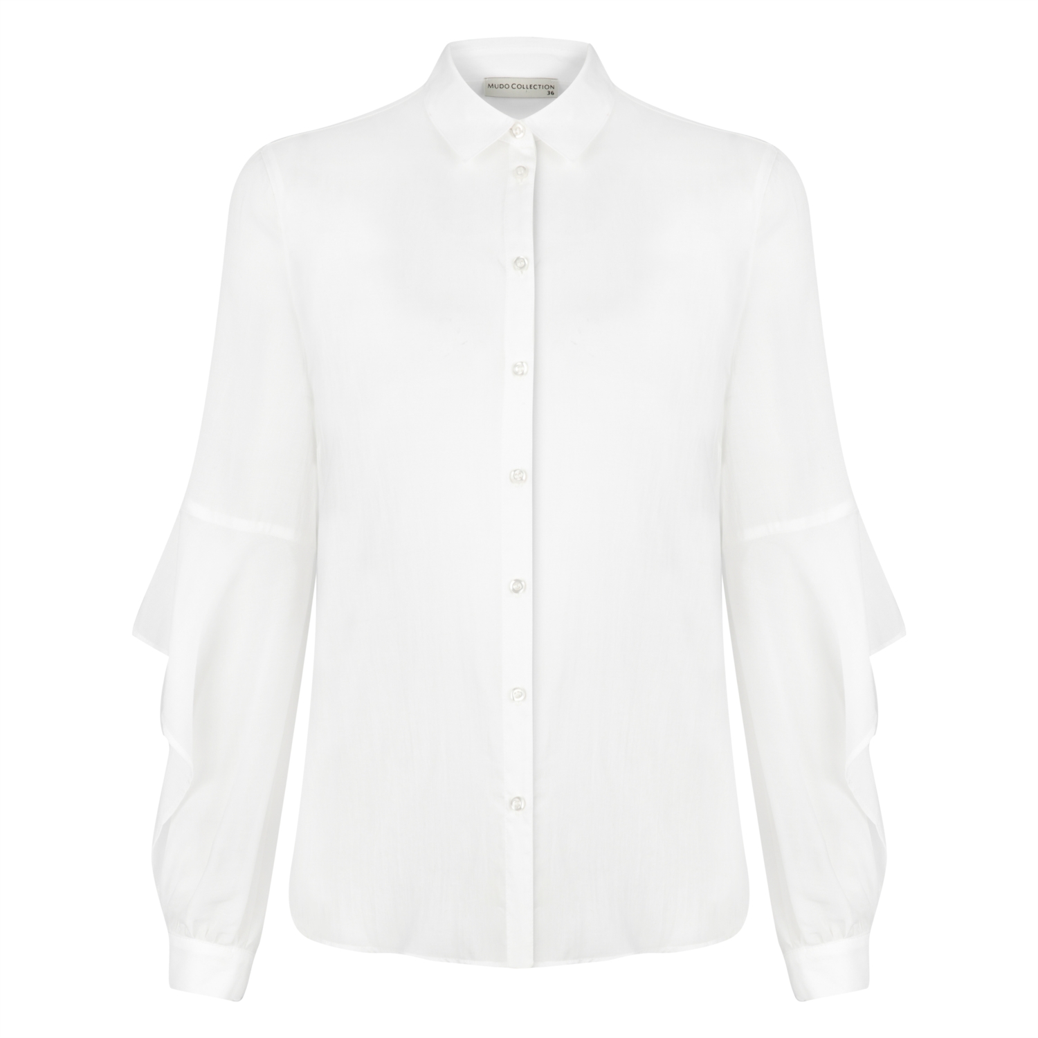 KOL DETAYLI BEYAZ REGULAR GÖMLEK