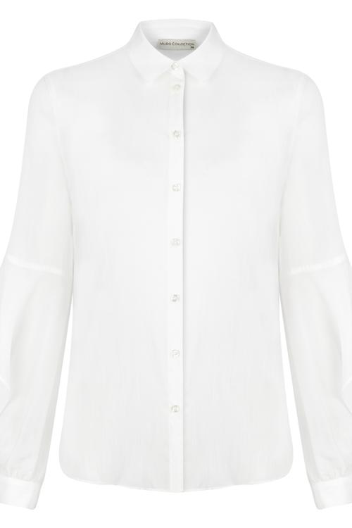  KOL DETAYLI BEYAZ REGULAR GÖMLEK