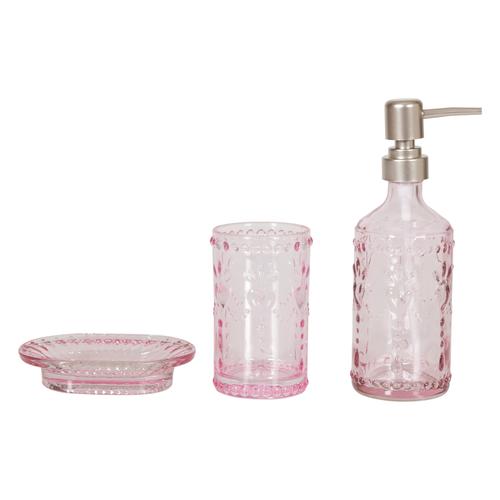  LUCENT 3'LÜ CAM BANYO SETİ PEMBE