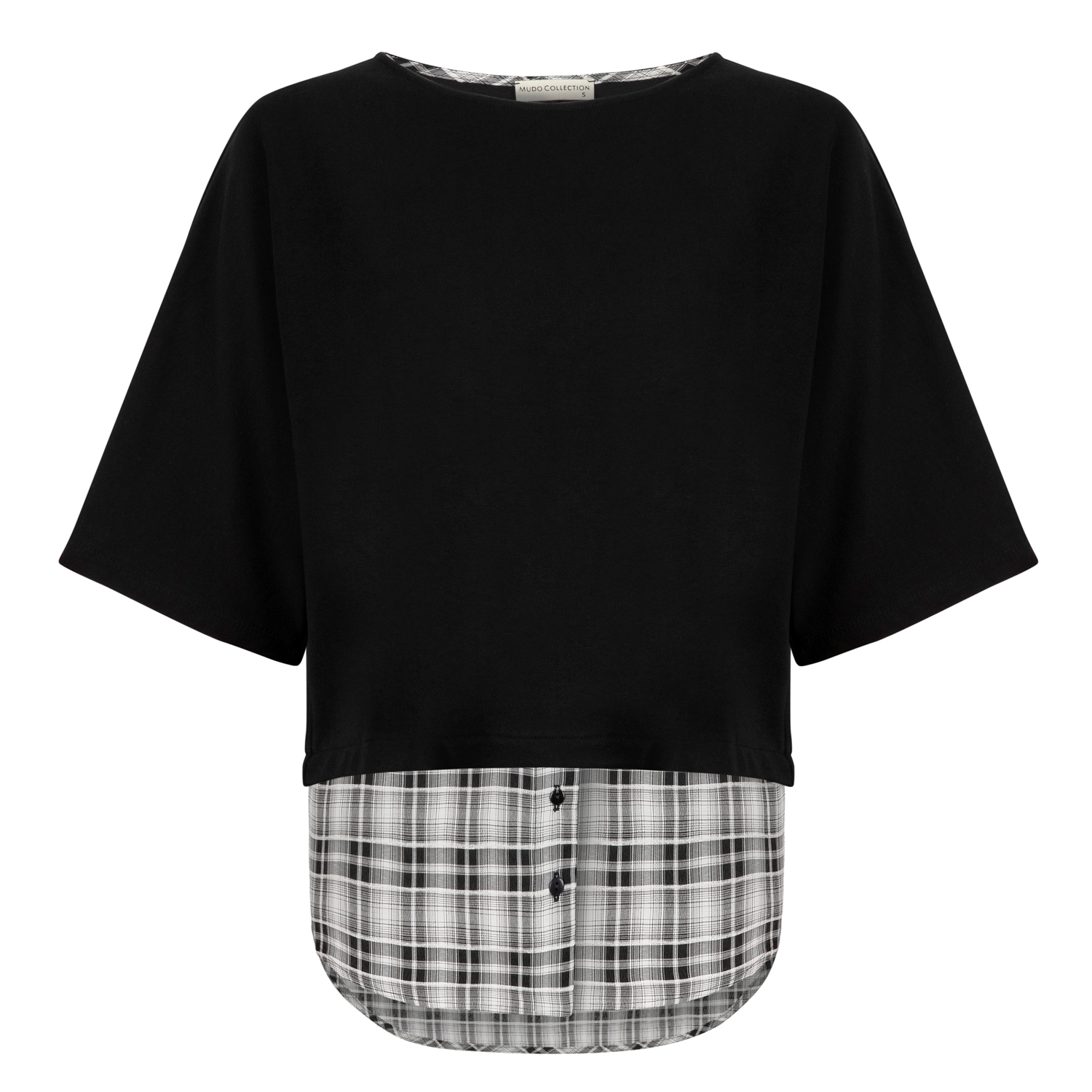 GÖMLEK DETAYLI BİSİKLET YAKA SWEATSHİRT