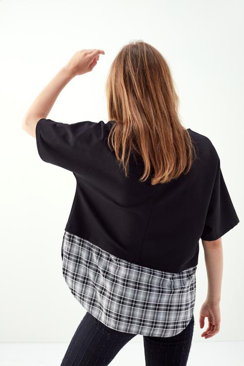  GÖMLEK DETAYLI BİSİKLET YAKA SWEATSHİRT