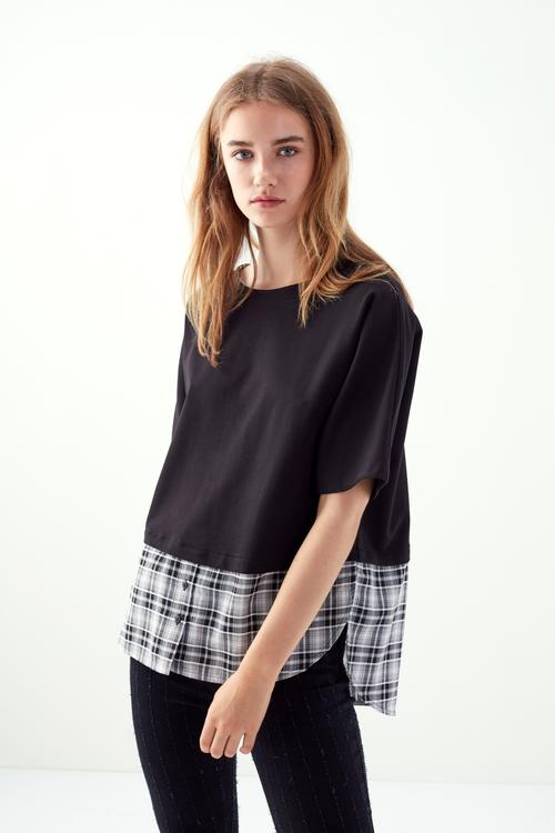  GÖMLEK DETAYLI BİSİKLET YAKA SWEATSHİRT