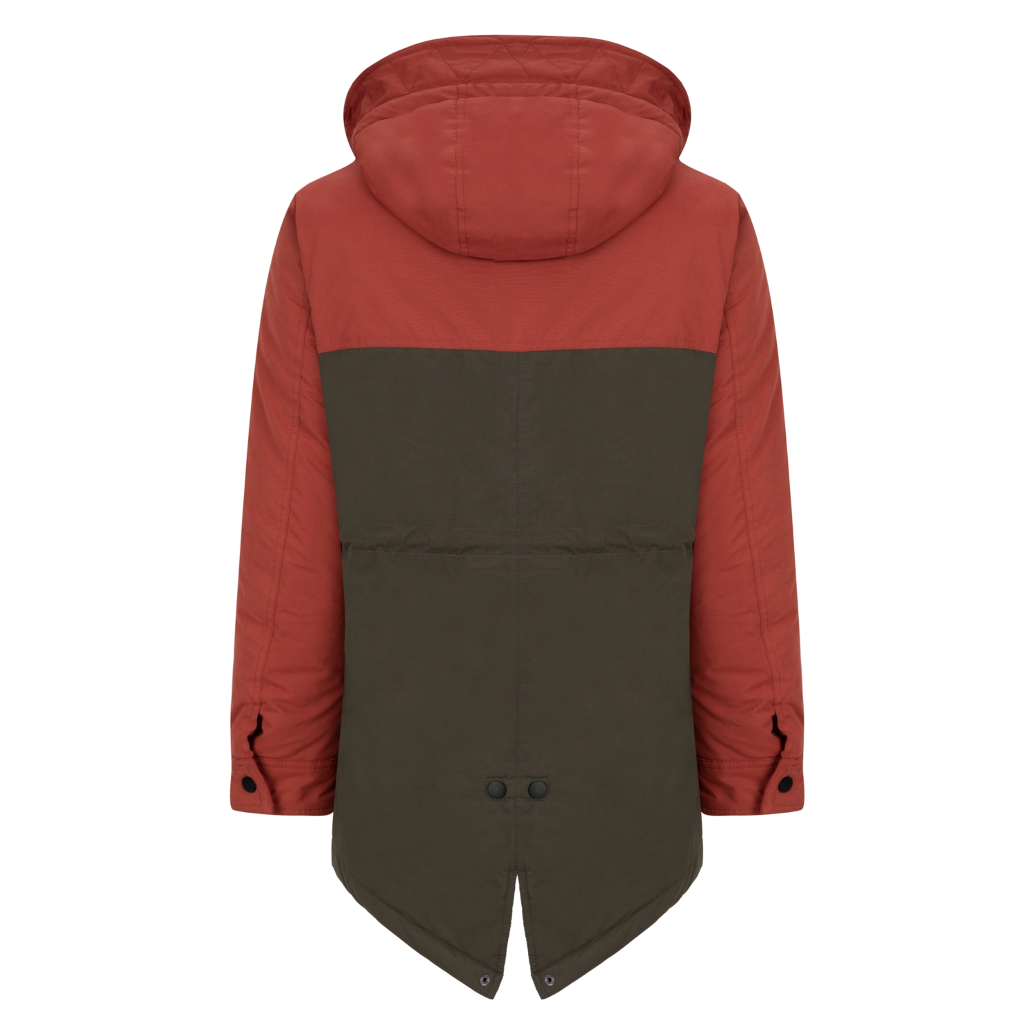 İKİ RENKLİ KAPÜŞONLU UZUN PARKA