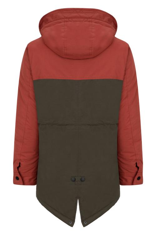  İKİ RENKLİ KAPÜŞONLU UZUN PARKA