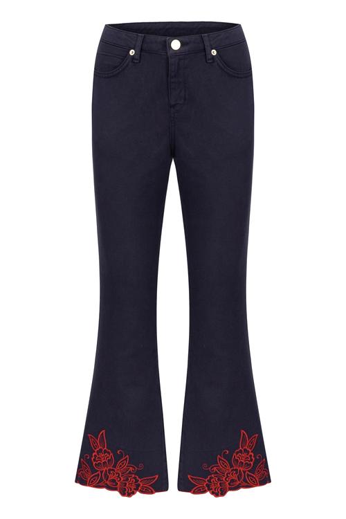  PAÇA İŞLEMELİ CROPPED JEAN PANTOLON