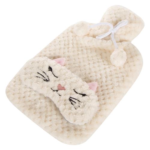  PELUŞ SICAK SU TORBASI VE KEDILI GOZ MASKESI SETI