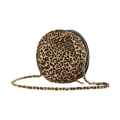  LEOPAR DESENLİ YUVARLAK ÇAPRAZ ÇANTA