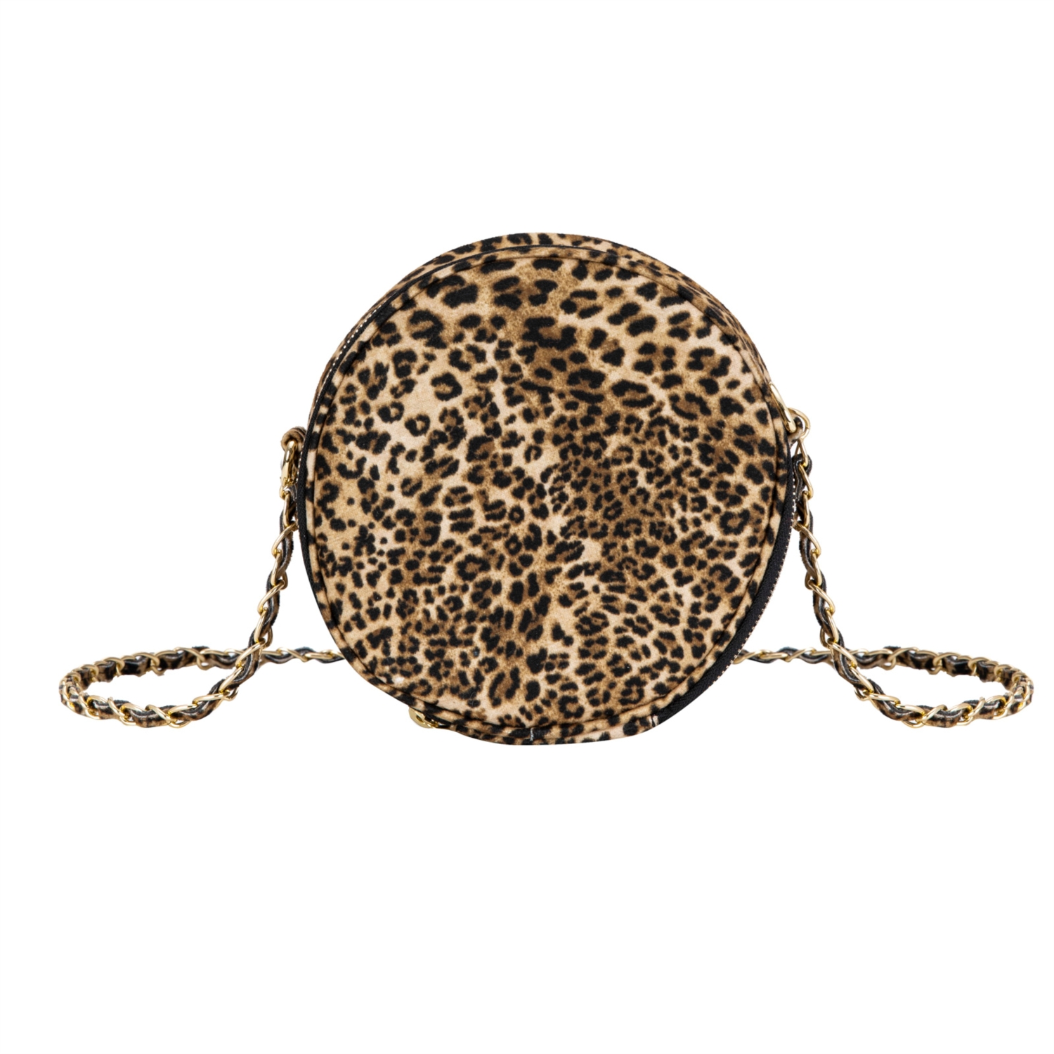 LEOPAR DESENLİ YUVARLAK ÇAPRAZ ÇANTA