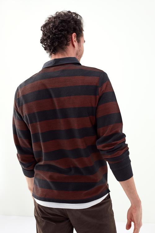  ÇİZGİLİ POLO YAKA UZUN KOL T-SHİRT