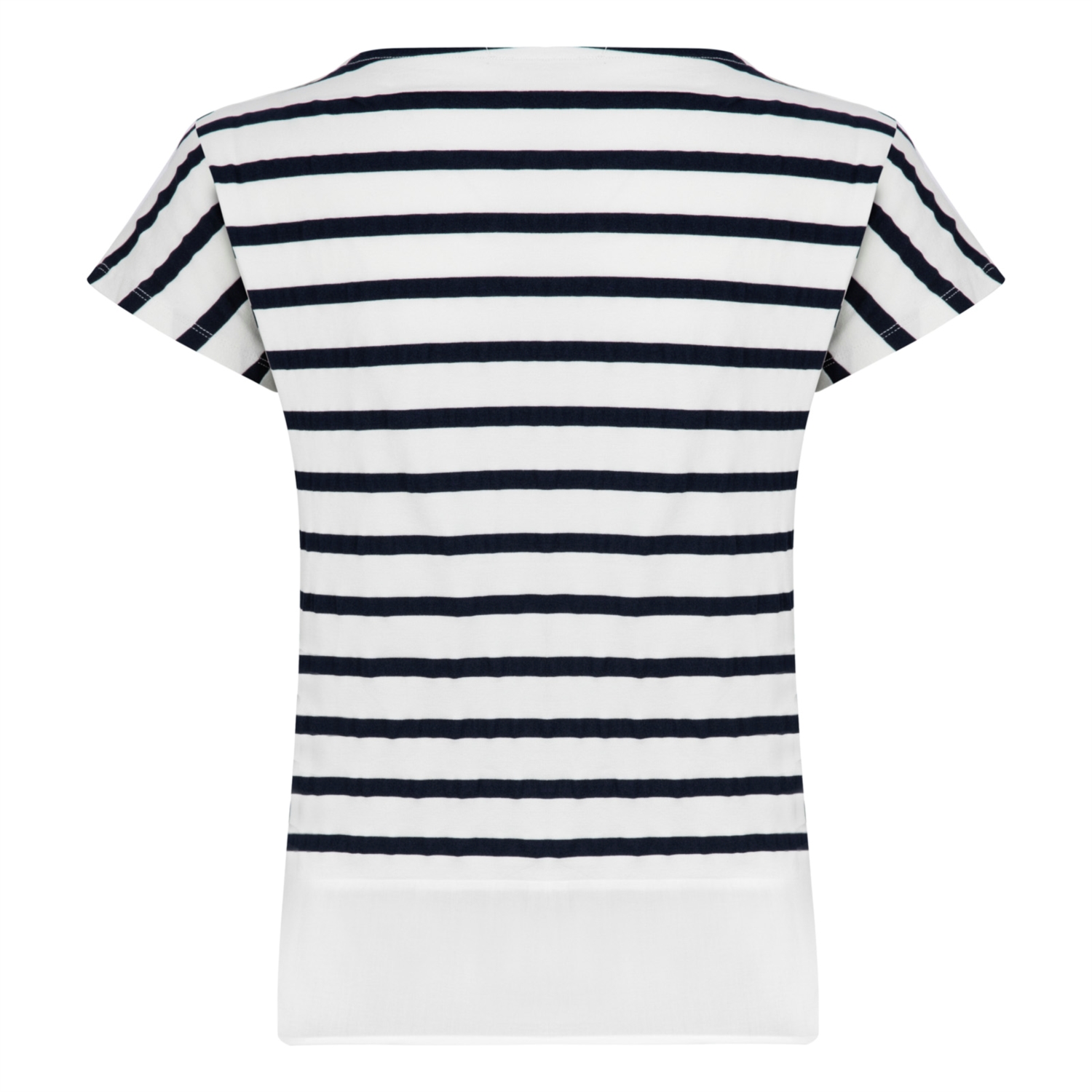 BAĞLAMA YAKALI ÇİZGİLİ KISA KOL T-SHİRT