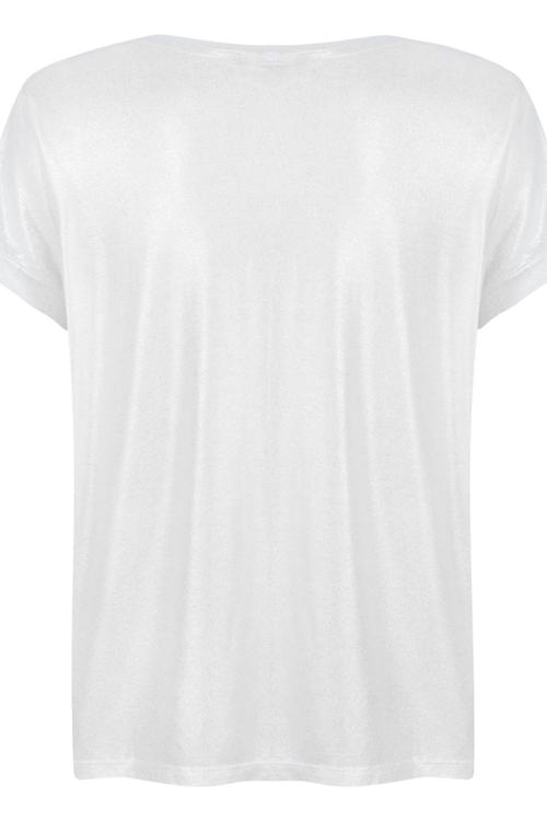  PARLAK DESENLİ V YAKA KISA KOL T-SHIRT