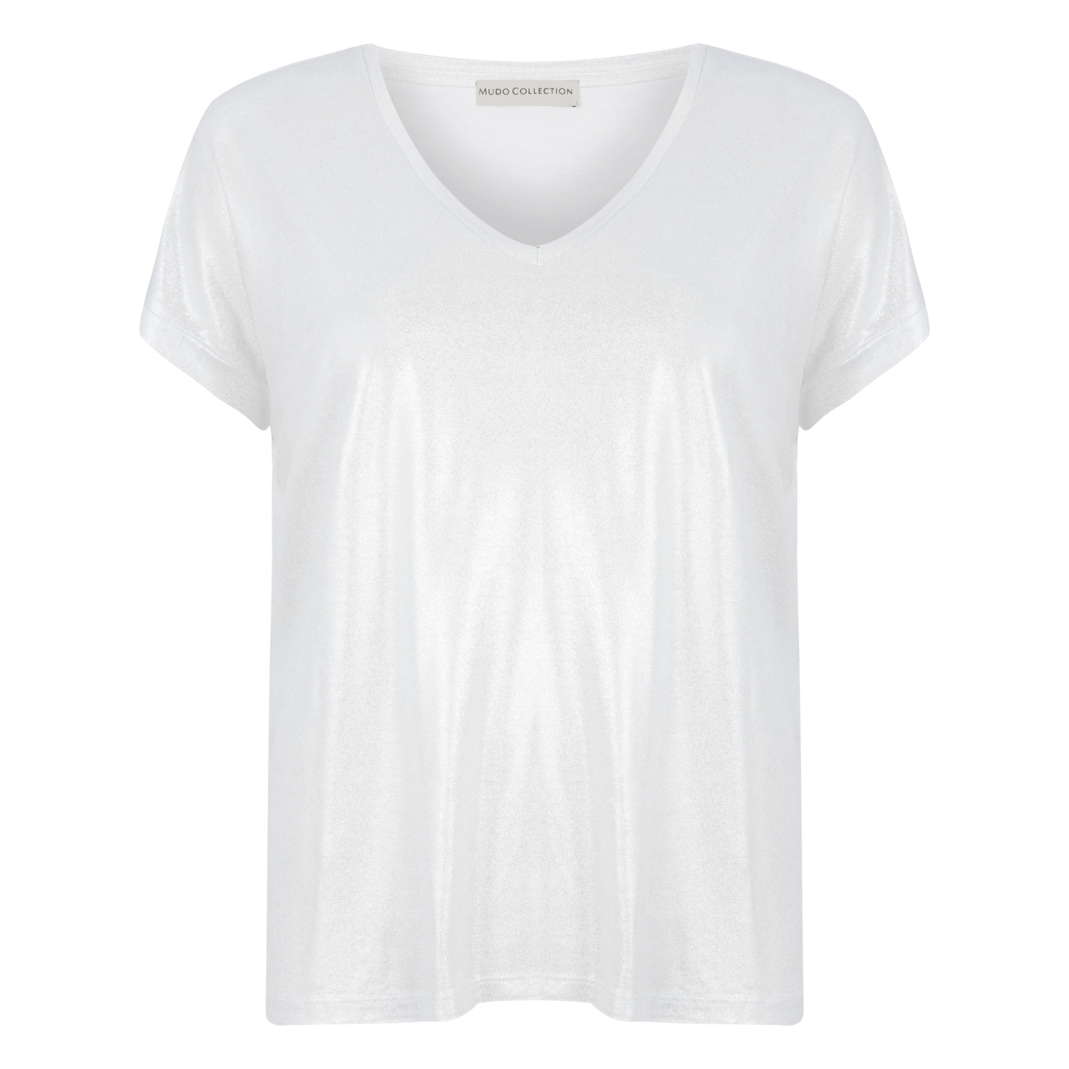 PARLAK DESENLİ V YAKA KISA KOL T-SHIRT