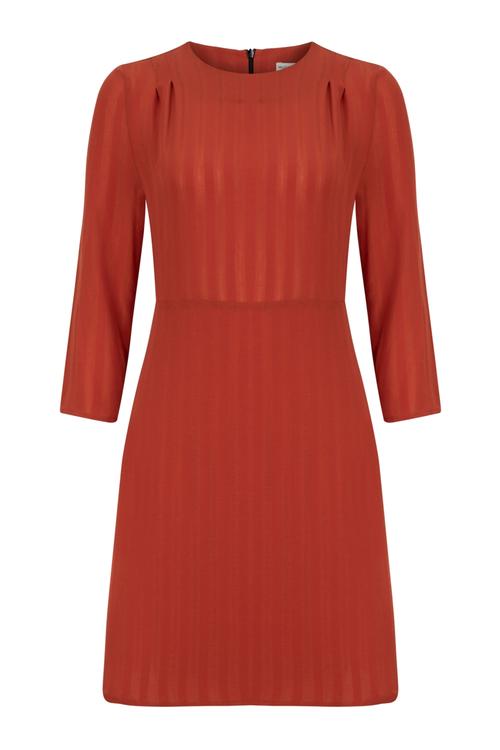  ÇİZGİLİ VİSKOZ MİDİ BOY ELBİSE