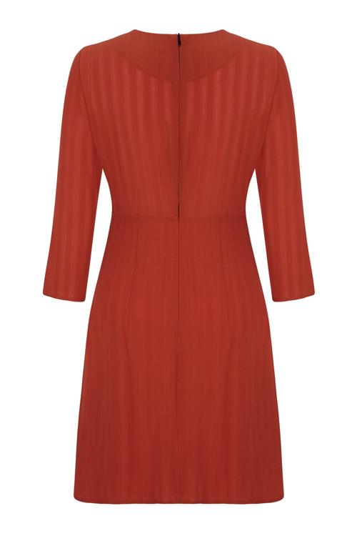  ÇİZGİLİ VİSKOZ MİDİ BOY ELBİSE