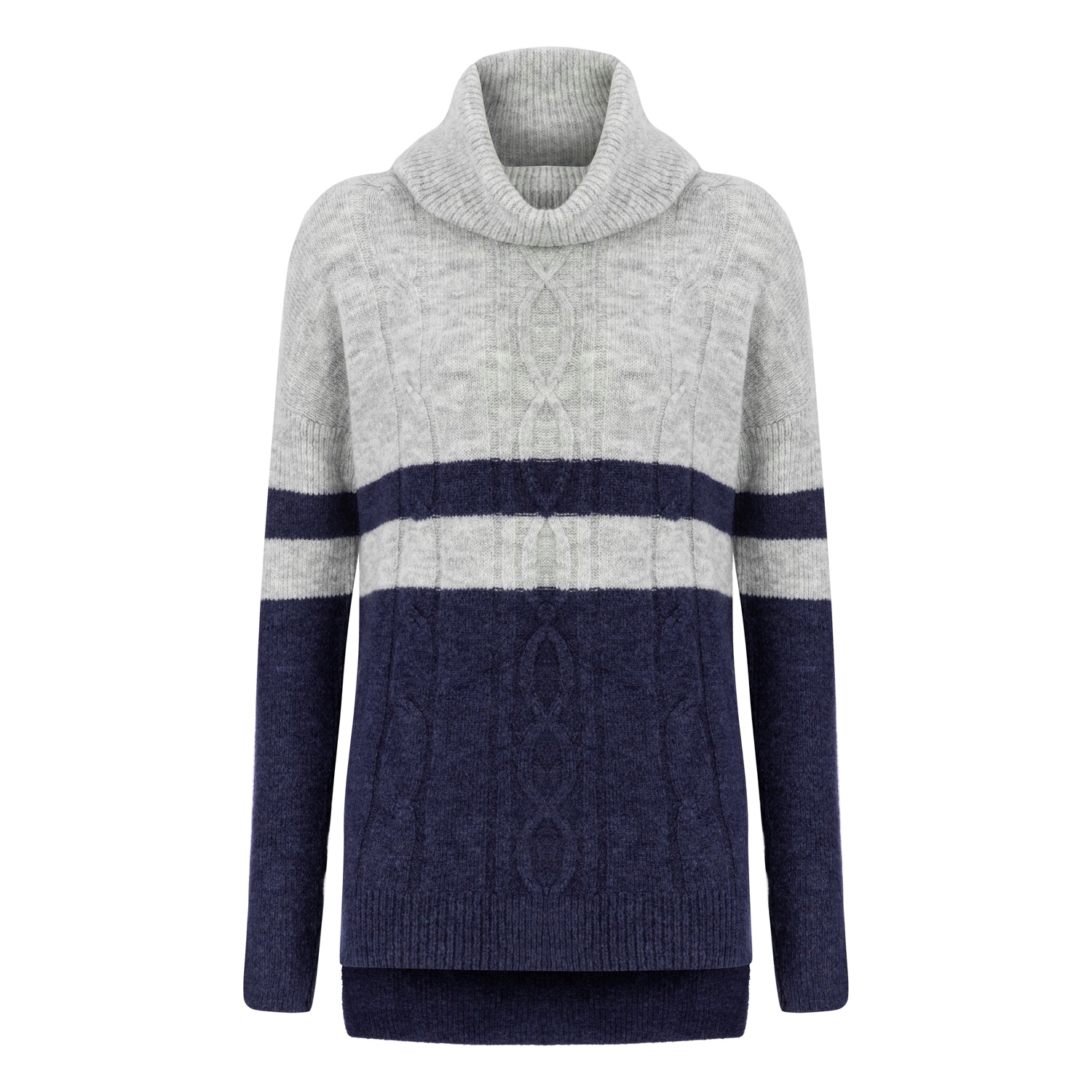 ÖRGÜ DESENLİ DEGAJE YAKA KAZAK