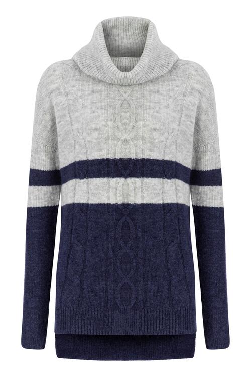  ÖRGÜ DESENLİ DEGAJE YAKA KAZAK