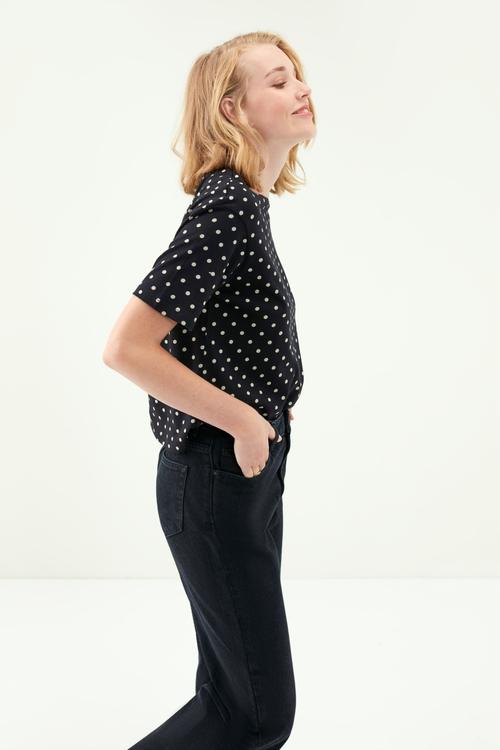  SIYAH YÜKSEK BEL CROP FLARE JEAN PANTOLON