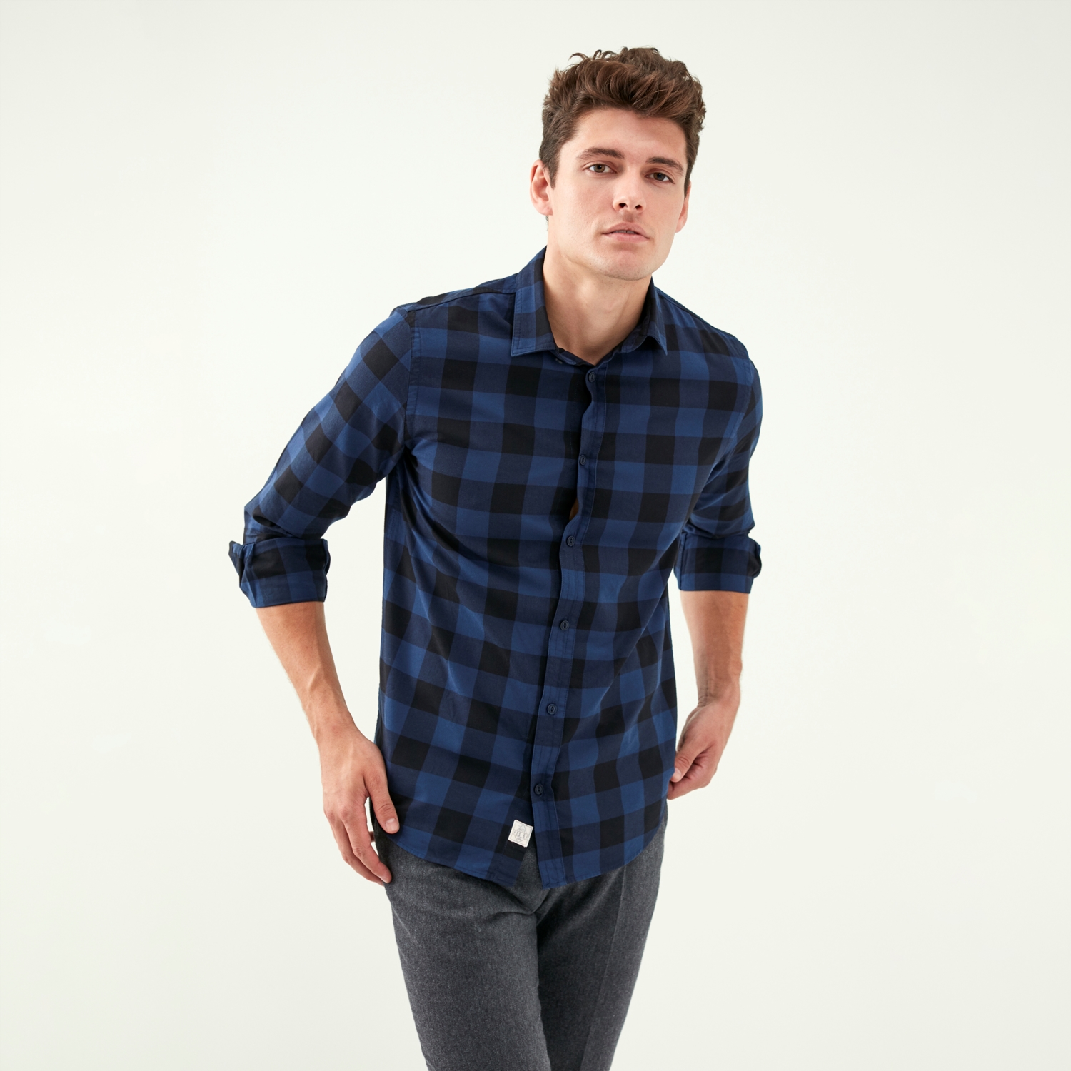 EKOSE DESENLİ GABARDİN REGULAR CASUAL GÖMLEK