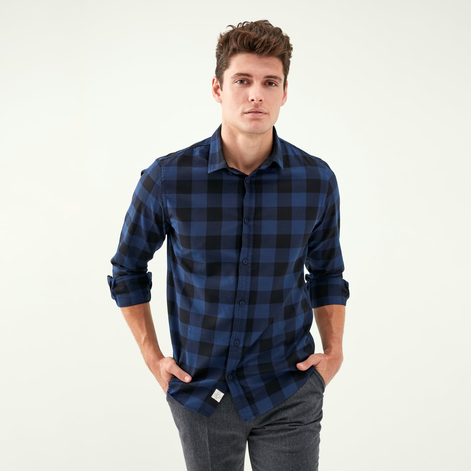 EKOSE DESENLİ GABARDİN REGULAR CASUAL GÖMLEK