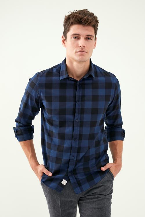  EKOSE DESENLİ GABARDİN REGULAR CASUAL GÖMLEK