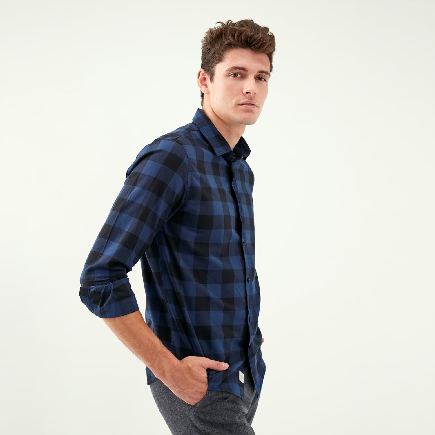 EKOSE DESENLİ GABARDİN REGULAR CASUAL GÖMLEK