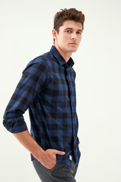  EKOSE DESENLİ GABARDİN REGULAR CASUAL GÖMLEK