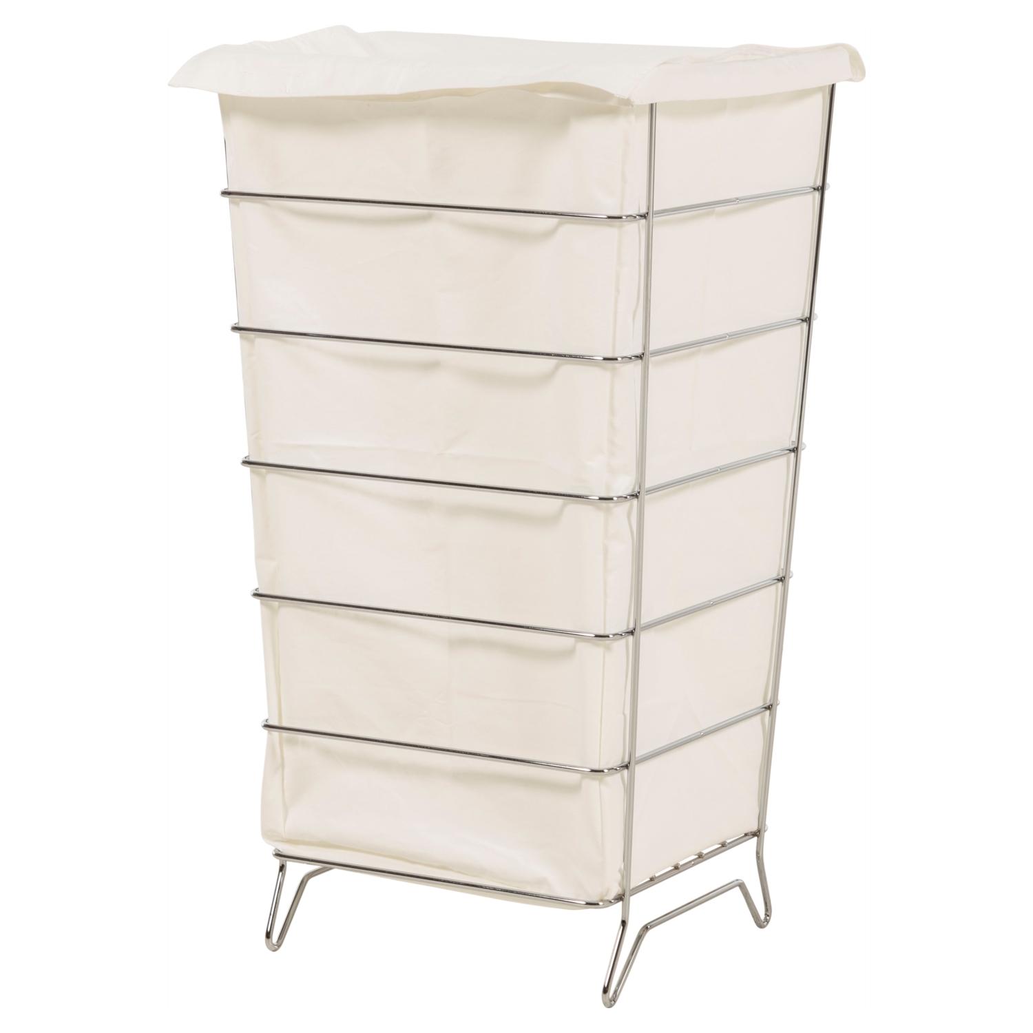 CHROME ÇERÇEVELİ BEYAZ ÇAMAŞIR SEPETİ TALL