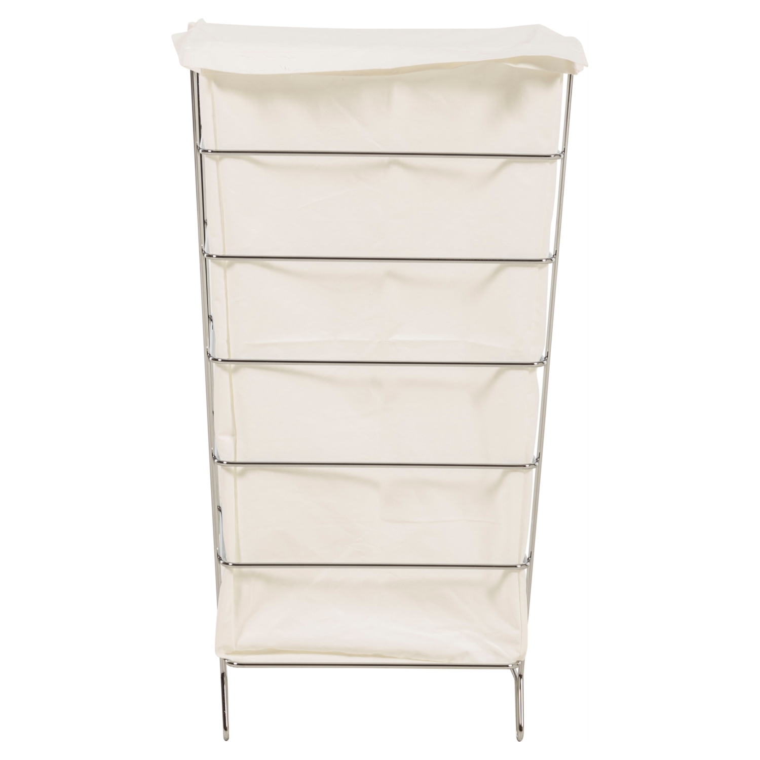 CHROME ÇERÇEVELİ BEYAZ ÇAMAŞIR SEPETİ TALL