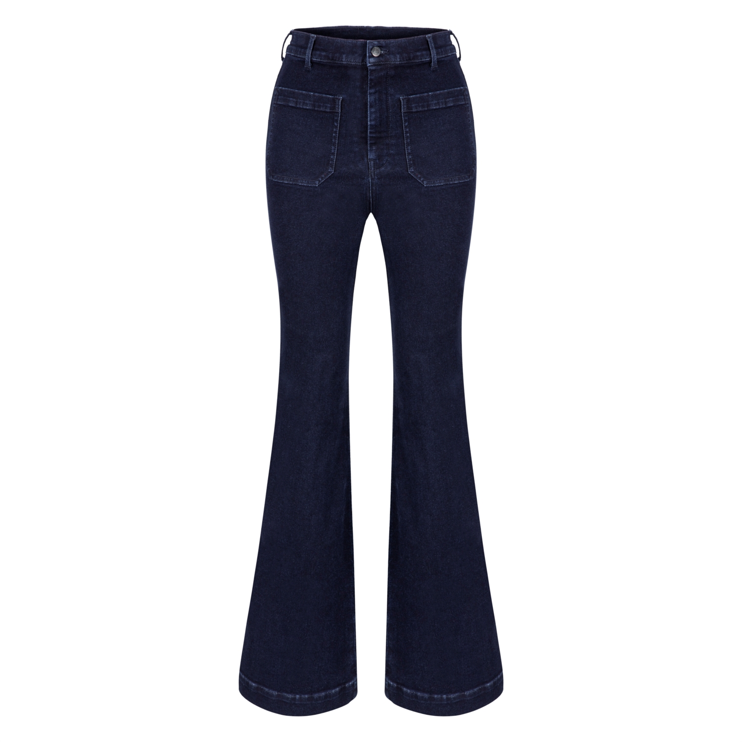 CEP DETAYLI FLARE JEAN DOKUMA PANTOLON