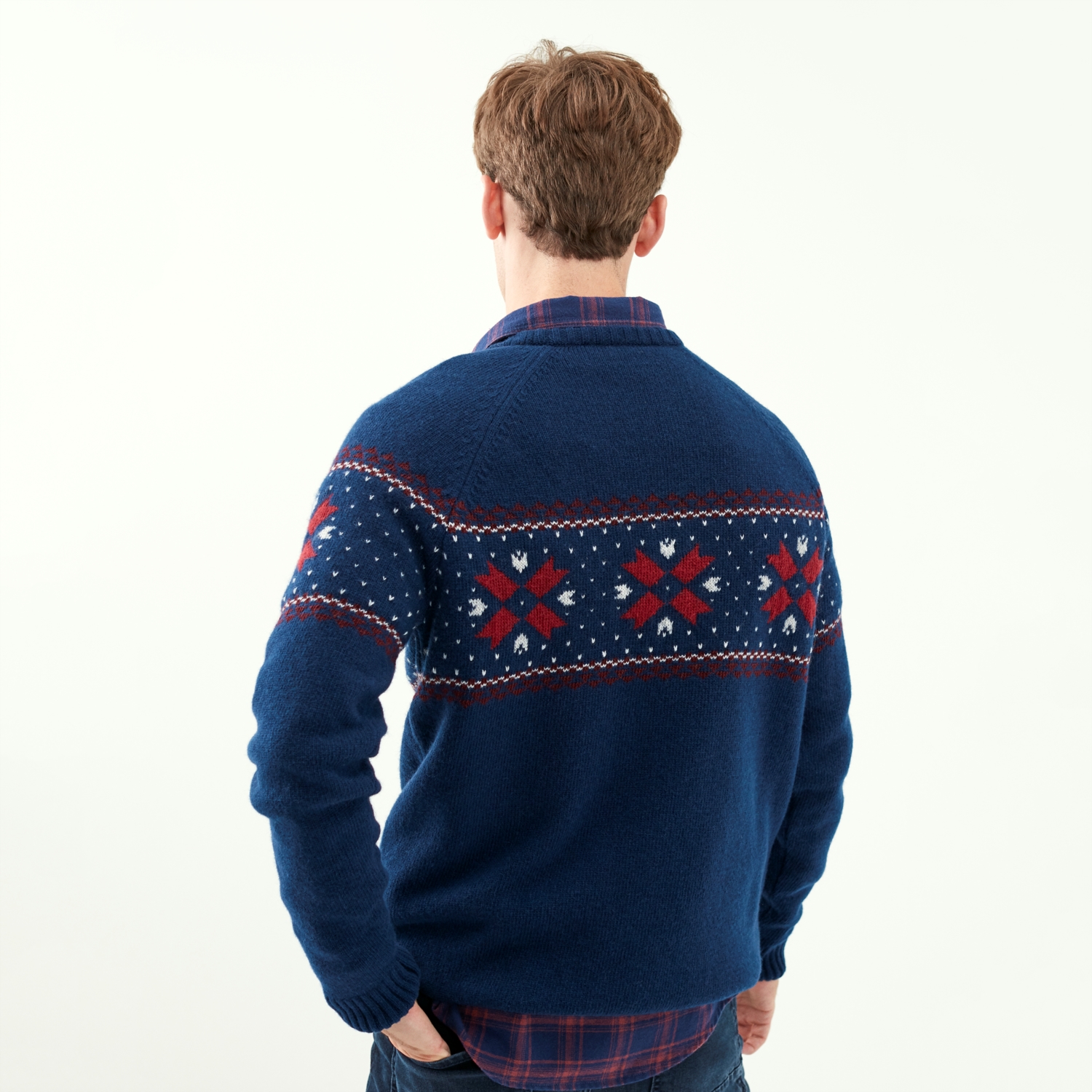 BİSİKLET YAKA İŞLEMELİ YÜN KAZAK