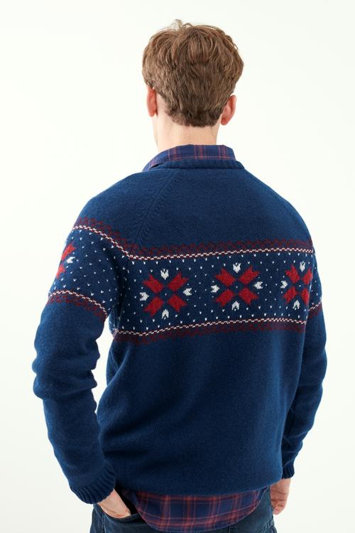  BİSİKLET YAKA İŞLEMELİ YÜN KAZAK