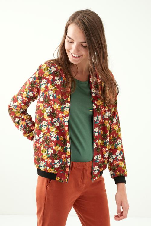  ÇİÇEK DESENLİ BOMBER CEKET