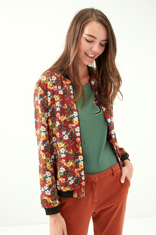  ÇİÇEK DESENLİ BOMBER CEKET