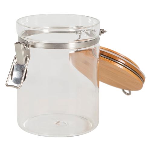  BAMBU KAPAKLI KELEPÇELI CAM KAVANOZ