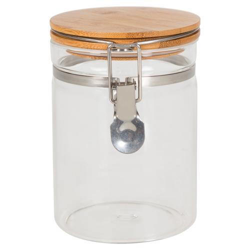  BAMBU KAPAKLI KELEPÇELI CAM KAVANOZ