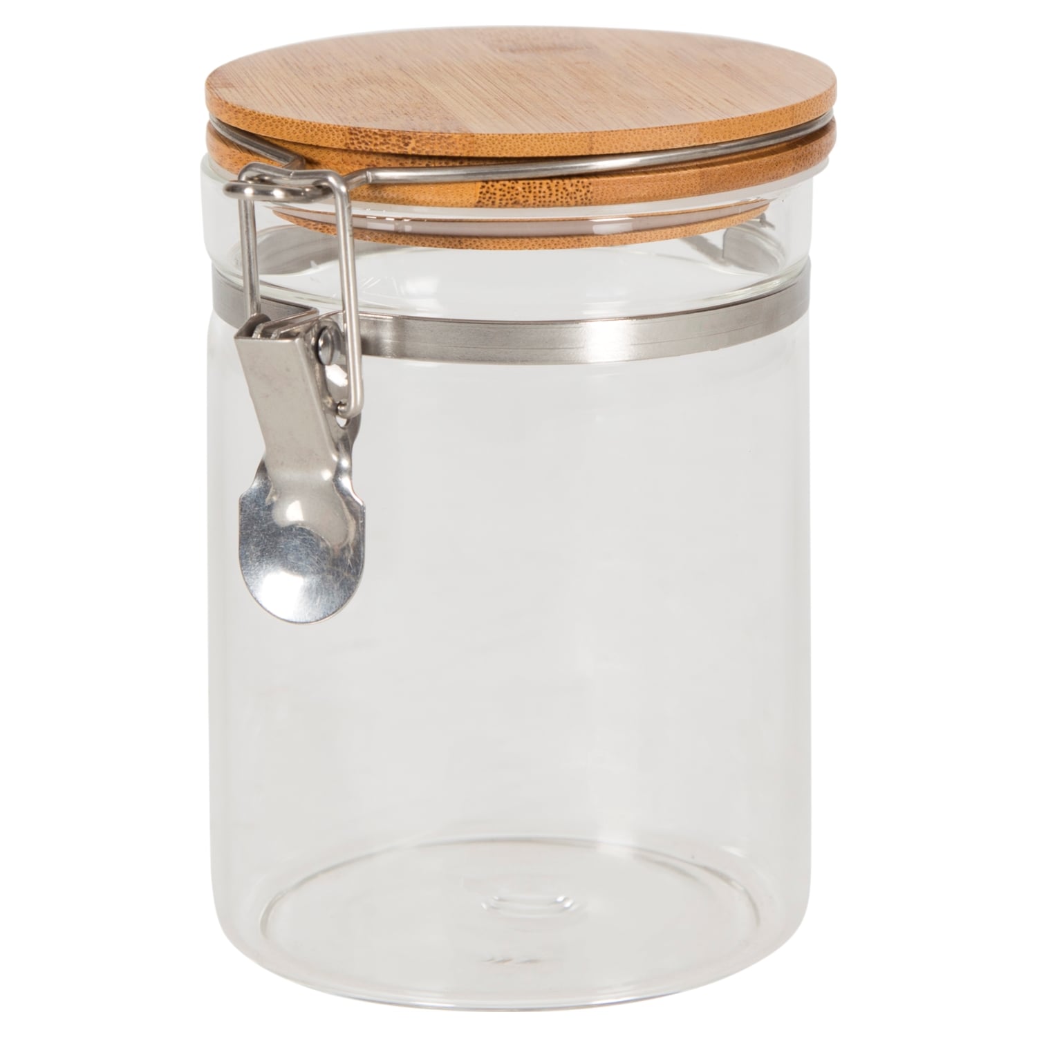 BAMBU KAPAKLI KELEPÇELI CAM KAVANOZ