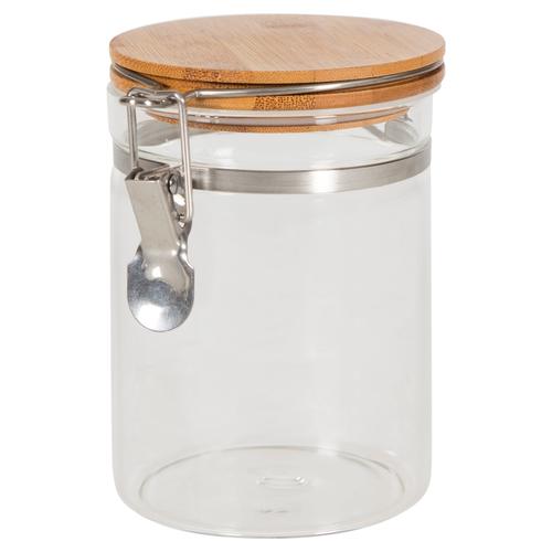  BAMBU KAPAKLI KELEPÇELI CAM KAVANOZ