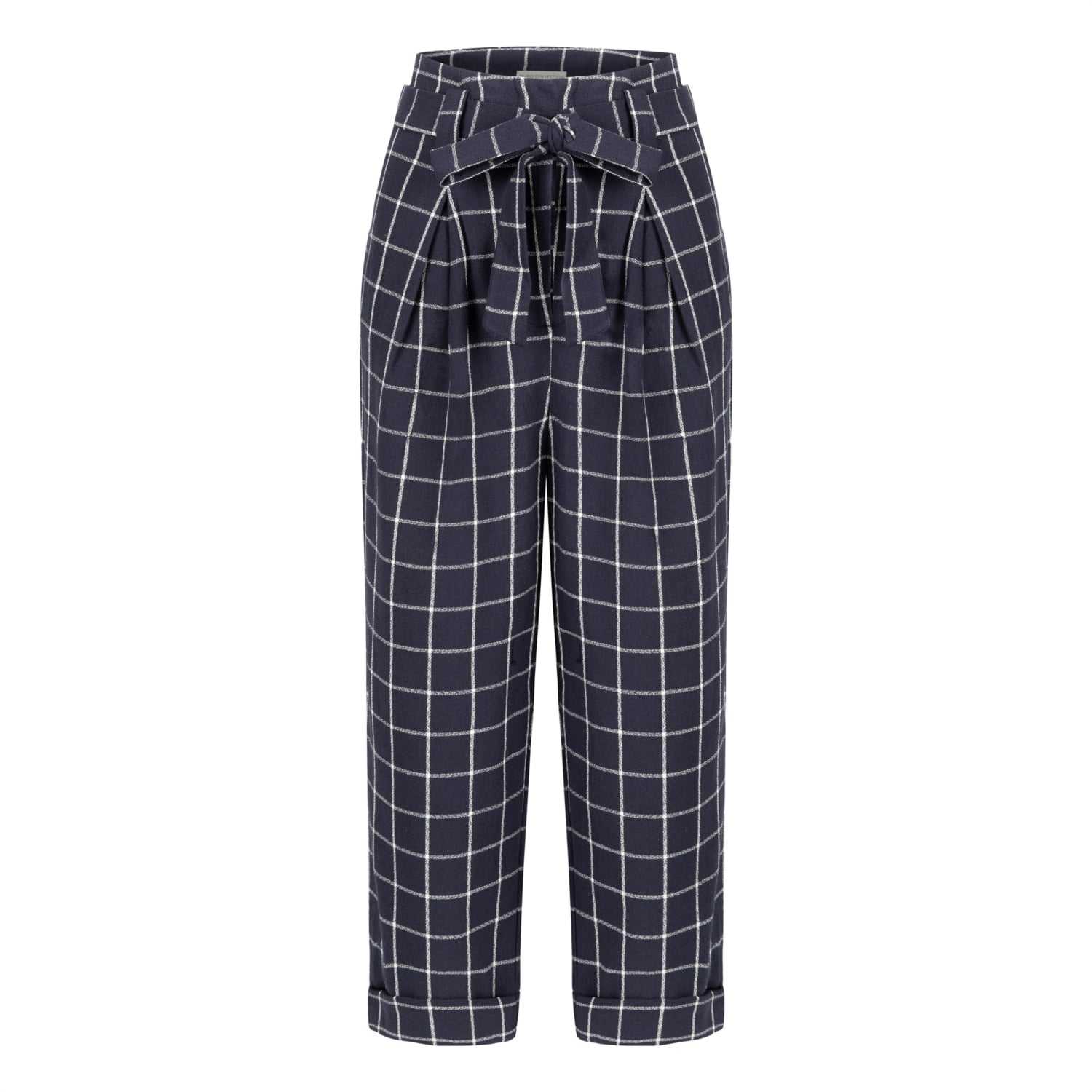 KARE DESENLİ BAĞLAMALI RELAX DOKUMA PANTOLON