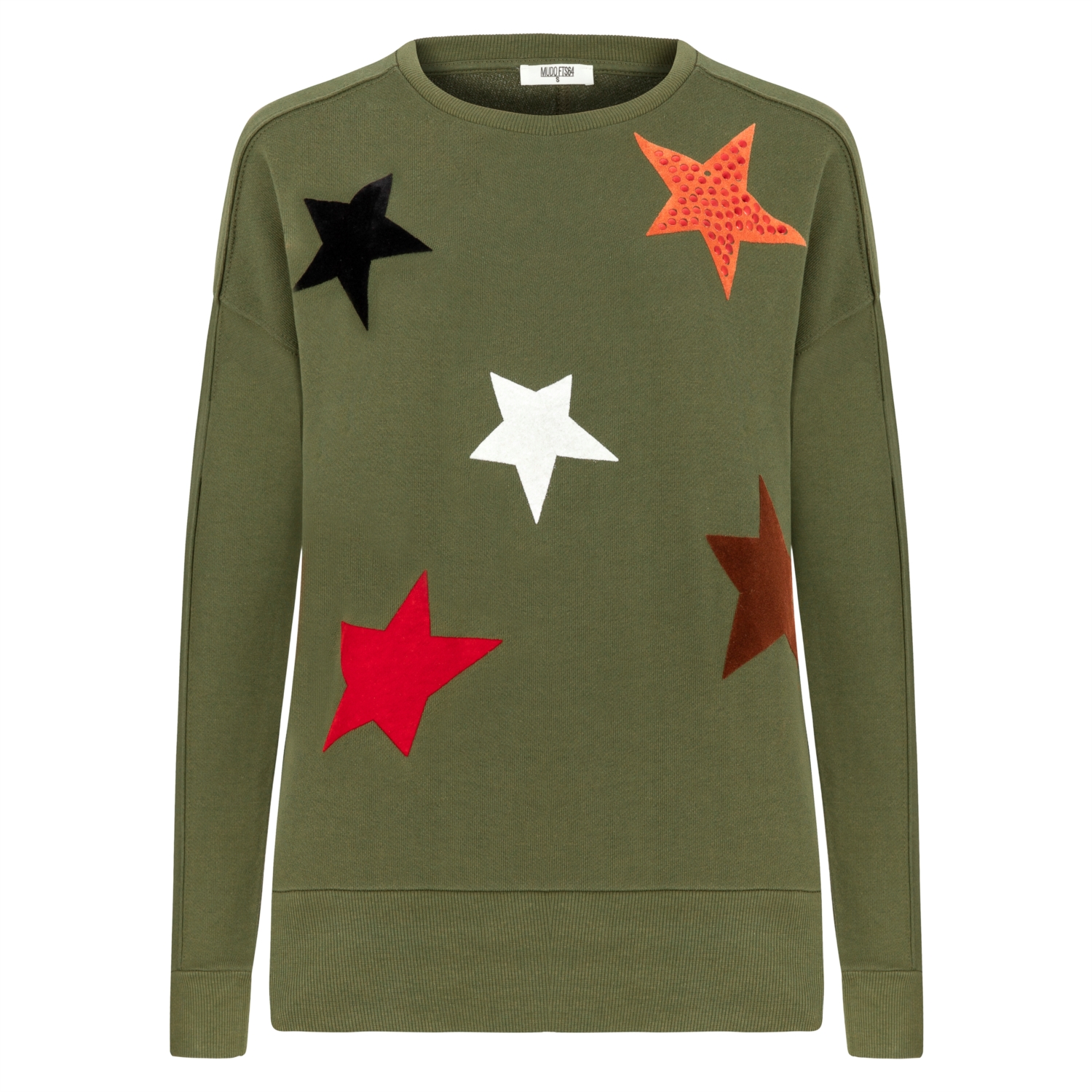 YILDIZ BASKILI BİSİKLET YAKA SWEATSHIRT