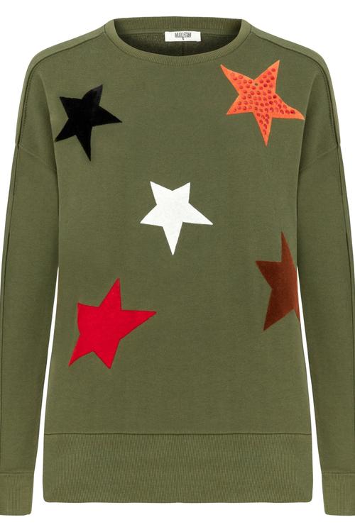  YILDIZ BASKILI BİSİKLET YAKA SWEATSHIRT