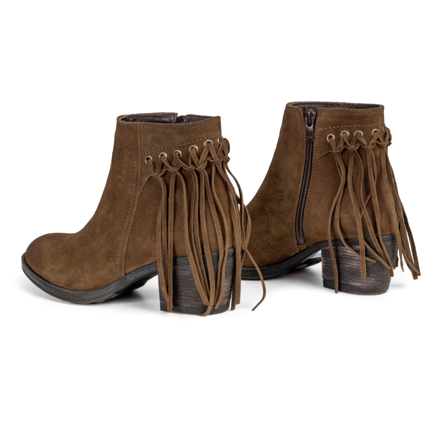 PÜSKÜLLÜ SÜET GÖRÜNÜMLÜ DERİ BOT