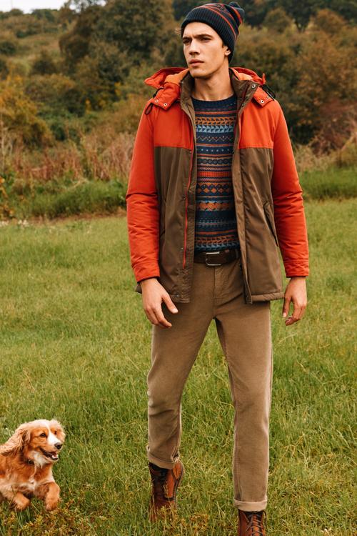  İKİ RENKLİ KAPÜŞONLU UZUN PARKA