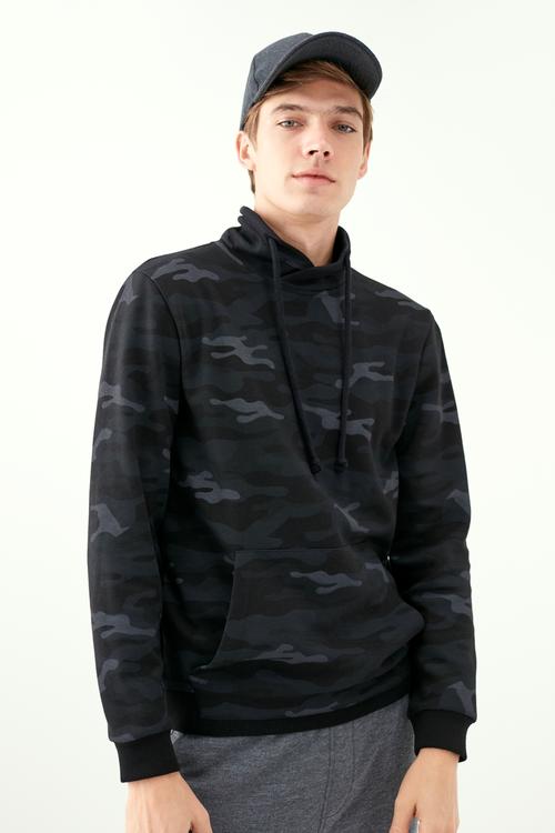  KAMUFLAJ DESENLİ DİK YAKA SWEATSHIRT