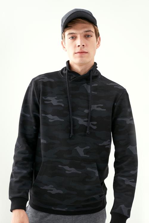  KAMUFLAJ DESENLİ DİK YAKA SWEATSHIRT